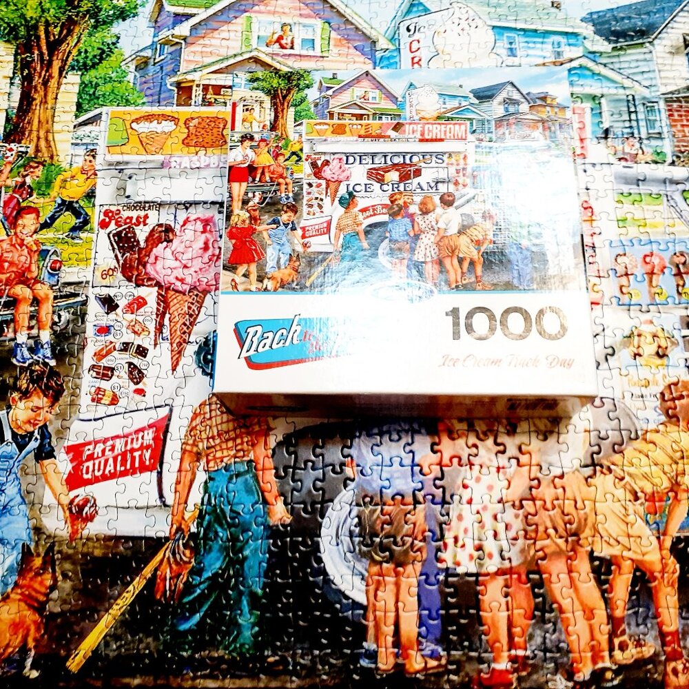 Rose Art Jigsaw Puzzle 1000 Pieces Ice Cream Truck Day Back to the Past Complete